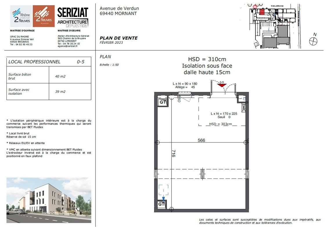 Local commercial 40 m² à vendre – « Pôle santé » à Mornant
