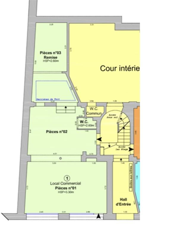 Belle surface de bureau de 55m² en RDC proche du Sacré Coeur