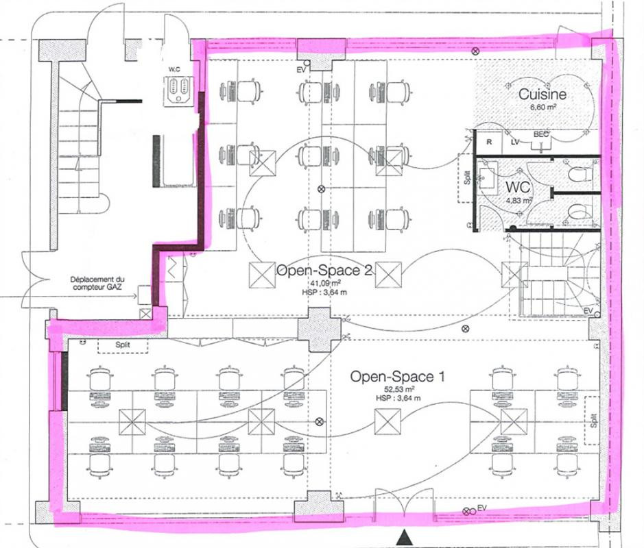 Bureaux rénovés avec très belle hauteur sous-plafond