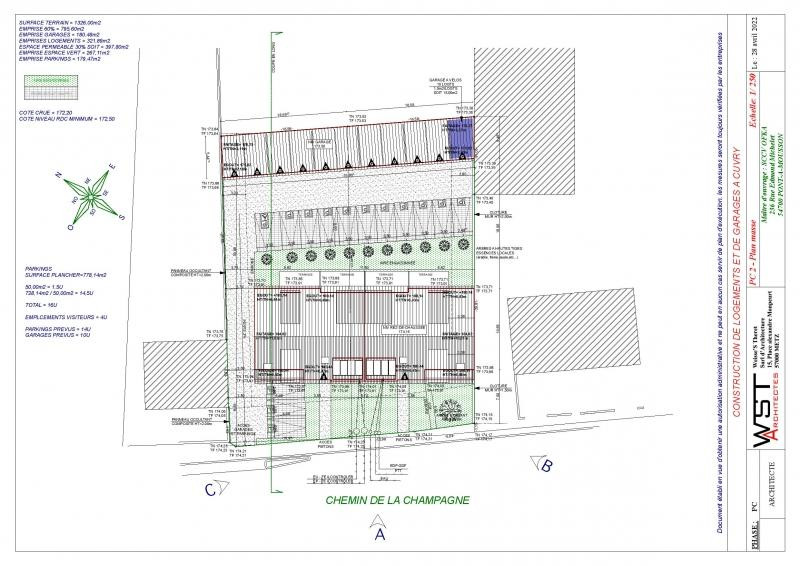 M573092 0.1 LOCAL  66M²  avec garage ET 3 parking et terrasse à CUVRY