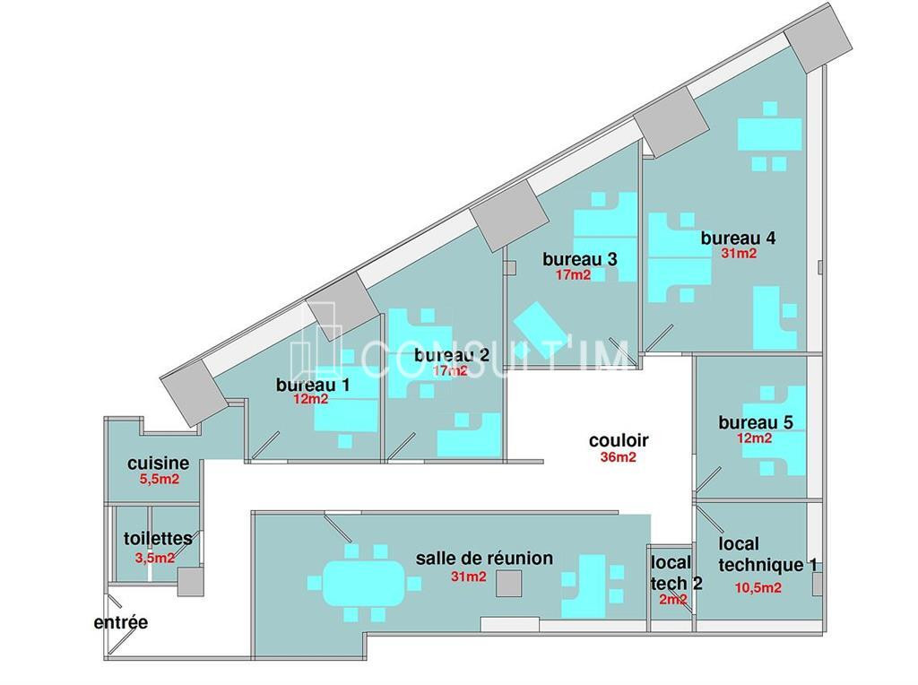 Bureaux à vendre de 167 m² en bon état