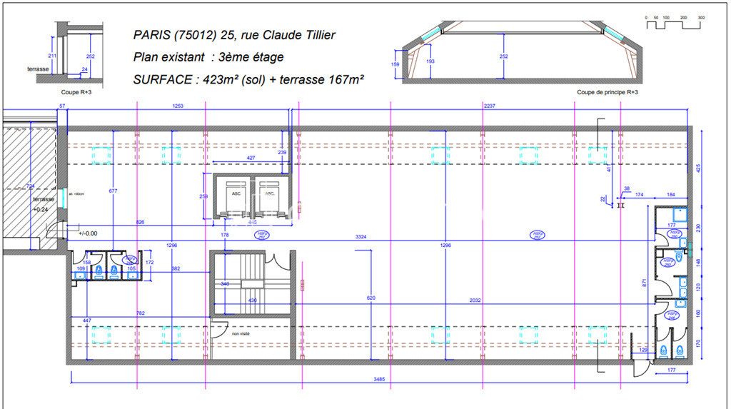 A louer bureaux avec terrasse privative de 171m²