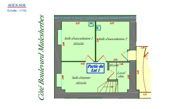 Sur le Boulevard Malesherbes, boutique bénéficiant d'un RDC de 97 m²