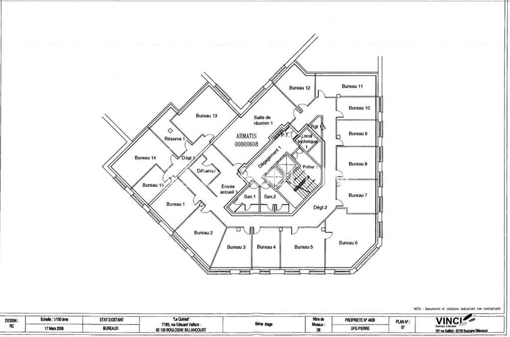 A louer des bureaux de 551m² à Boulogne Billancourt