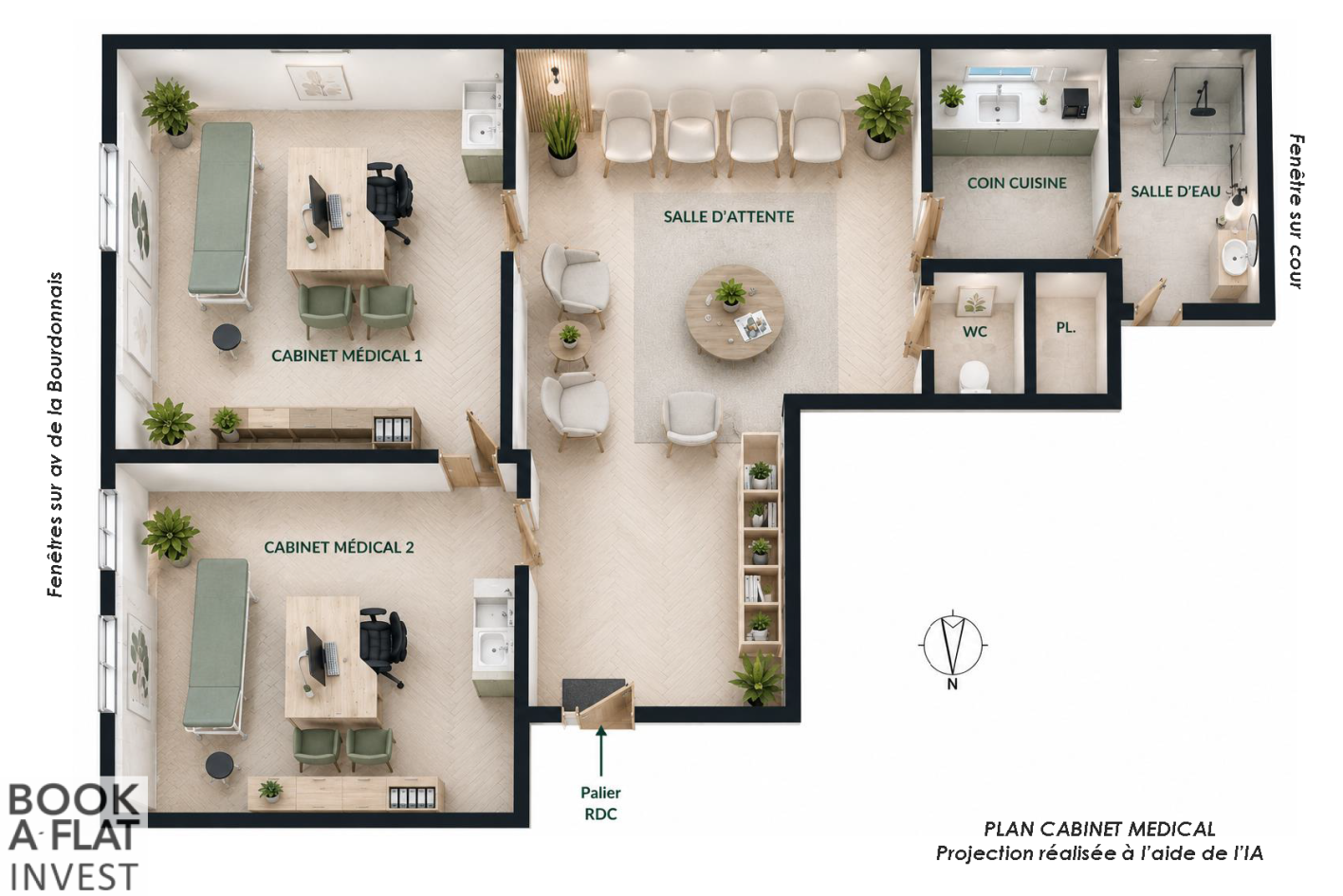 PROCHE TOUR EIFFEL / CHAMP-DE-MARS — Local RDC 65 m², idéal profession libérale
