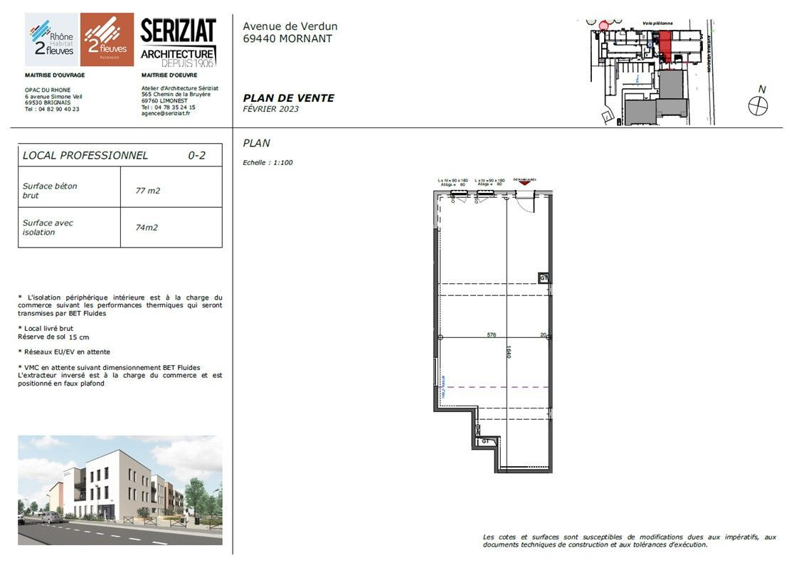 Local commercial spécialisé dans une activité de santé 77 m² à vendre – « Pôle santé » à Mornant