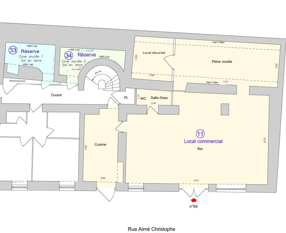 Local commercial 91m² à vendre - Cours