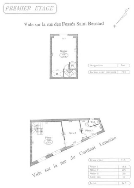 Bureaux avec double accès, pierres apparantes - Quartier de Jussieu
