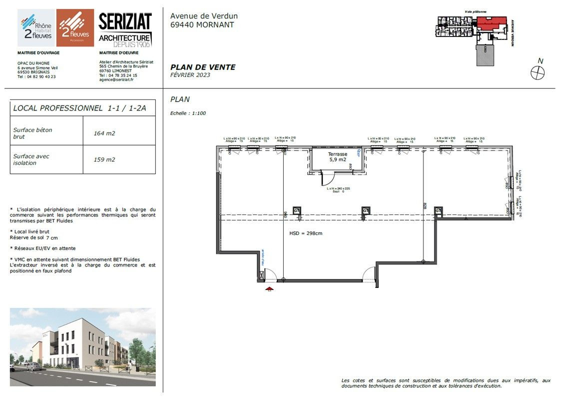 Local commercial spécialisé dans une activité de santé 77 m² à vendre – « Pôle santé » à Mornant