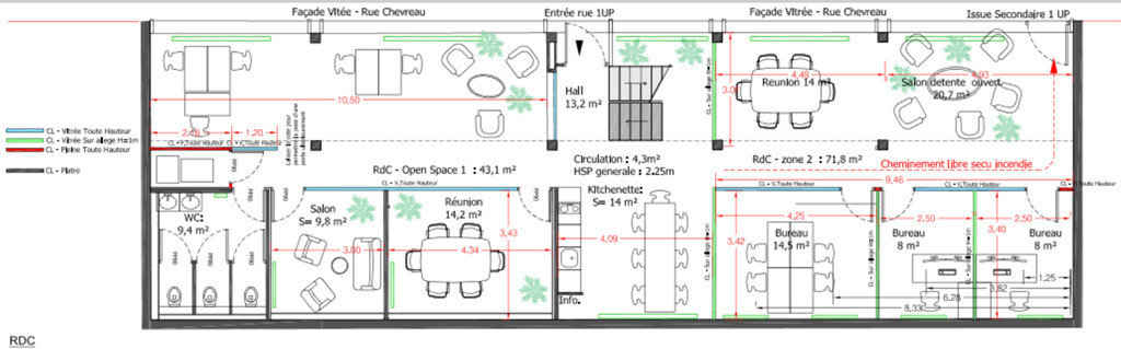 Proche de la Place Gambetta, des bureaux à louer de 165m² en open space et salles de réunion