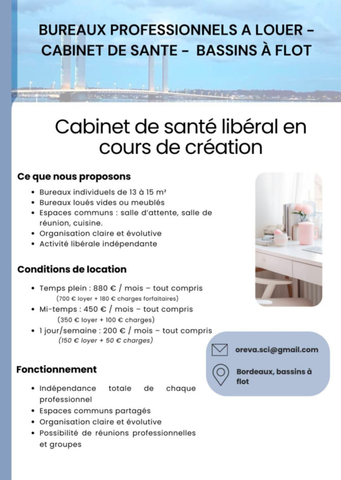 Location cabinet pluriprofessionnel bordeaux bassins à flot