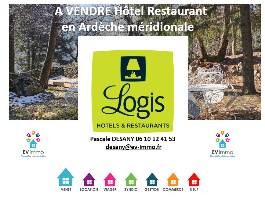 A vendre Fonds de commerce et murs Logis Hôtel restaurant*** en Ardèche méridional