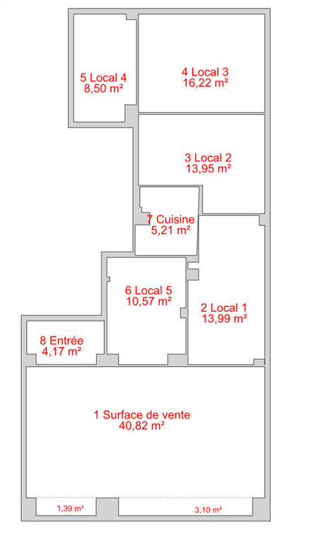 'A louer en location pure, boutique de 113 m²