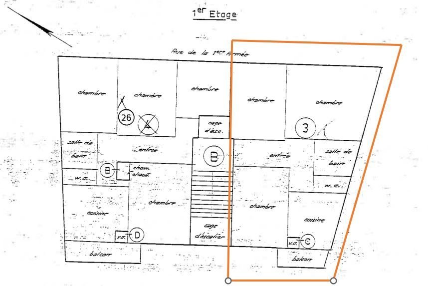 KRUTENAU/BOURSE - 3/4P 84.50 m² locaux professionnels 1er étag