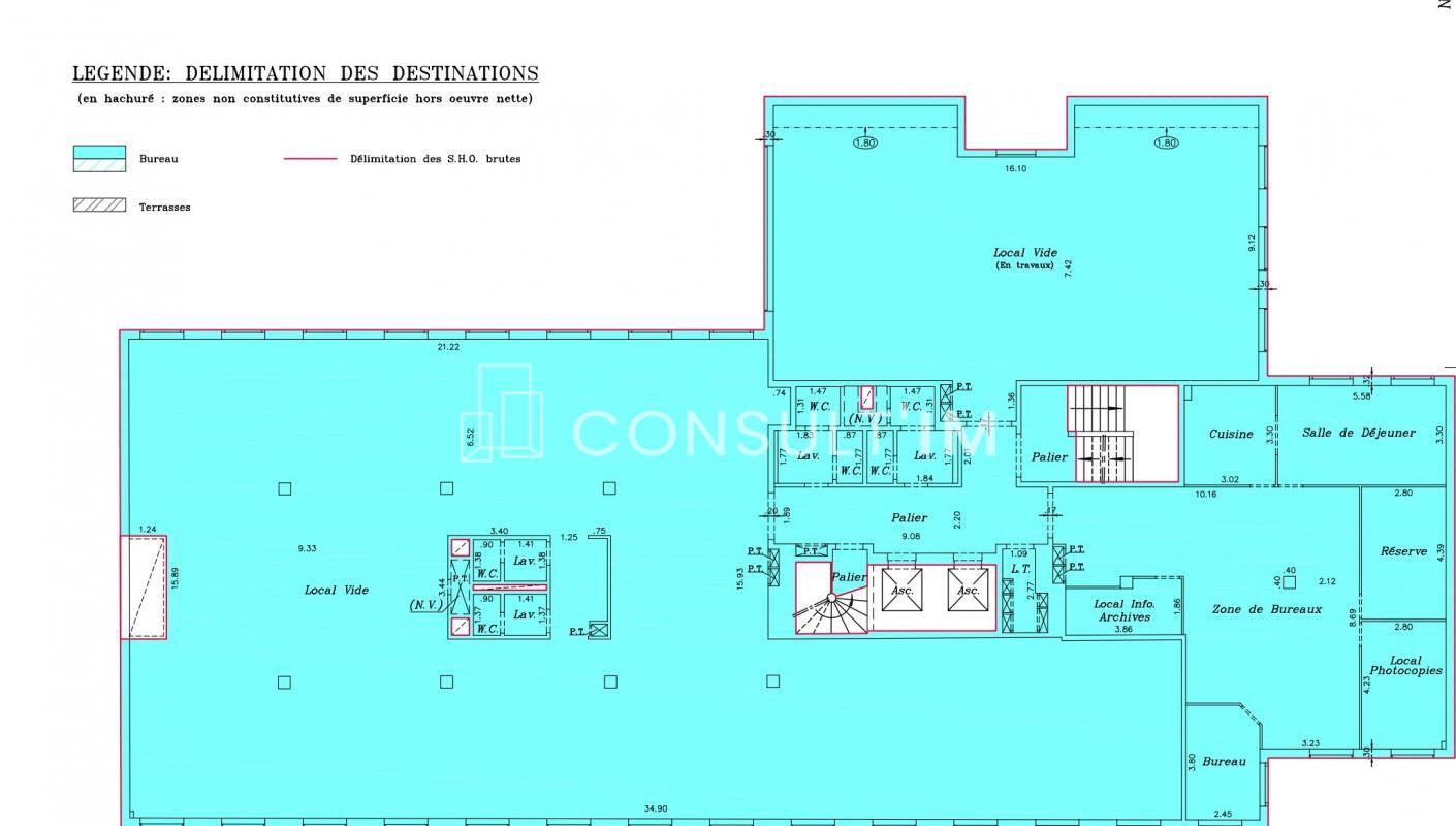 Surface de bureaux  de 795 m² non divisible à vendre dans un immeuble de bon standing
