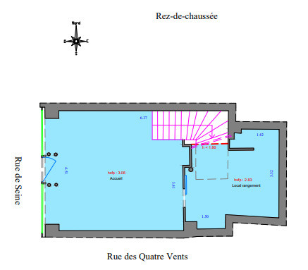 Odéon, à louer une boutique de 115m² en R+1