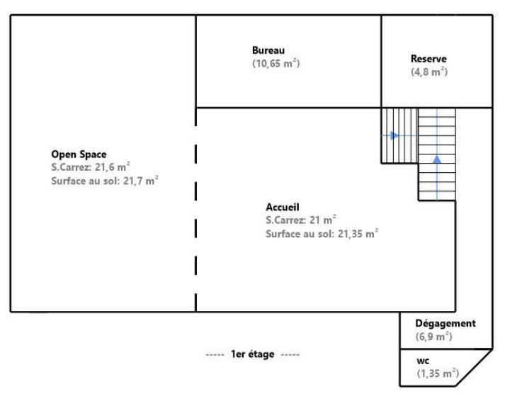 Bureaux en duplex sur cour avec belle hauteur sous plafond