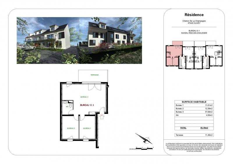 M573092 0.1 LOCAL  66M²  avec garage ET 3 parking et terrasse à CUVRY