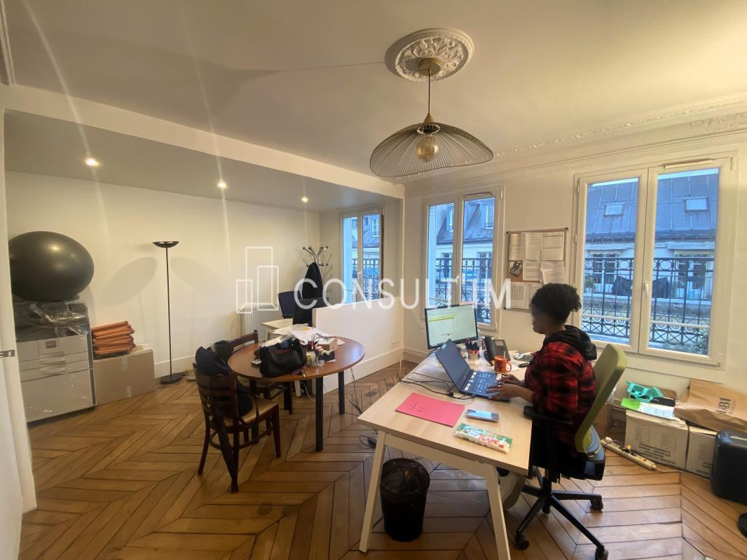 Très beaux bureaux câblés de 105 m² sur balcon avec parquet, moulures et cheminées