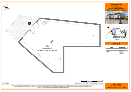 Local commercial de 85.63m2 à Tremblay-en-France