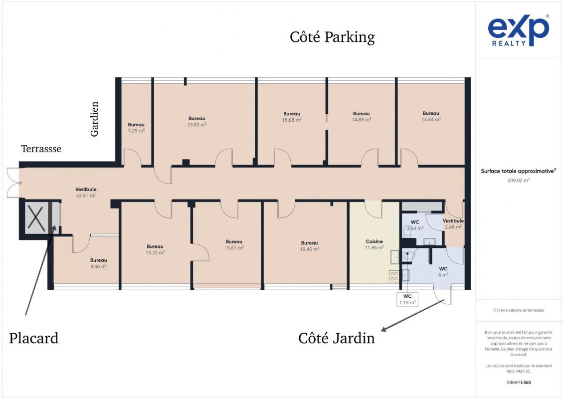 Bureaux RDC -  210 m2 - avec jardin - Meaux