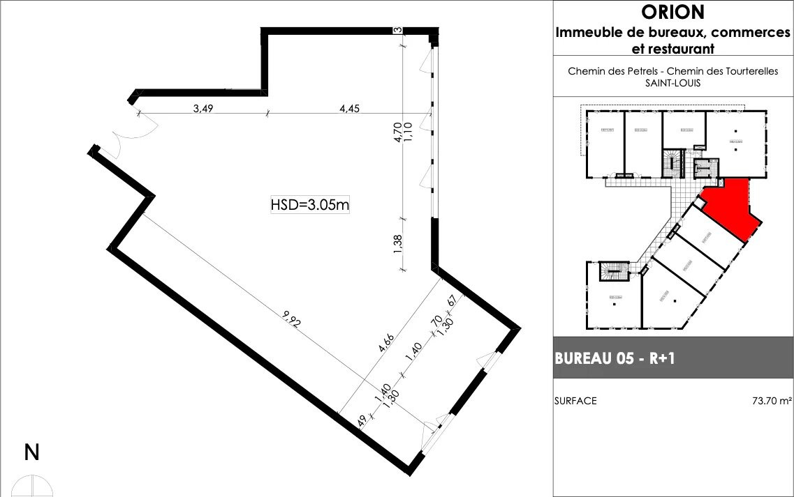 Bureau de 73,70 m2 à St Louis - Le Gol (97421) - La Réunion