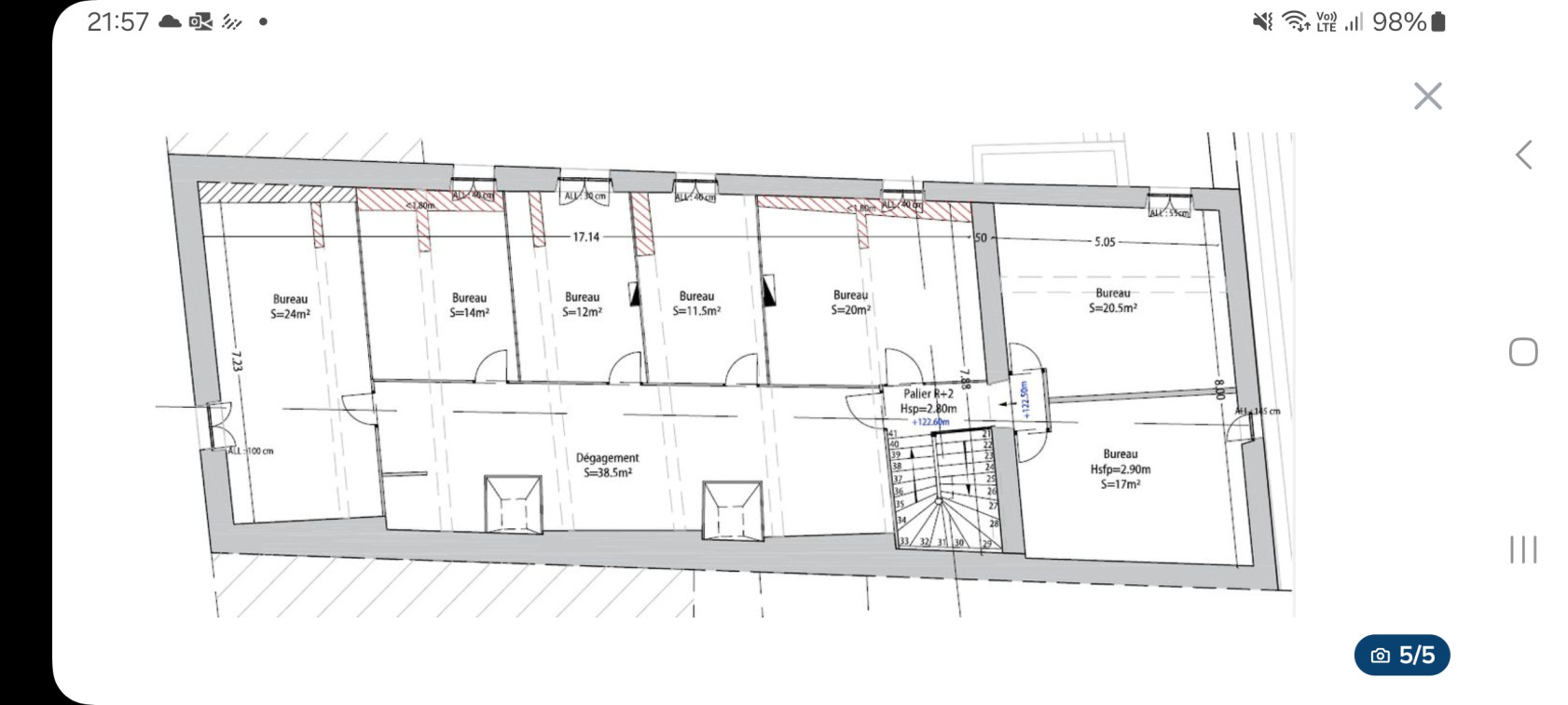 Plateau de 157m2 de bureaux situés en Bastide St Louis