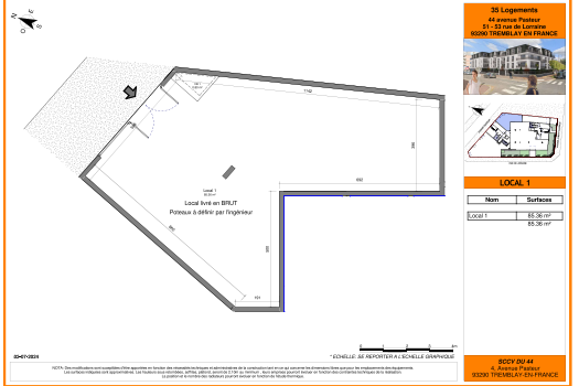 Local commercial de 85.63m2 à Tremblay-en-France